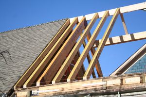 Roof build showing structure of beams and support from structural engineering design