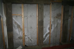 Foundation cracking indicating need for immediate structural engineering investigation and remediation/repair